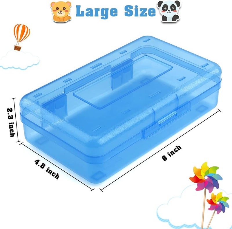 BOEIAC 2 Pack Plastic Pencil Case - Clear, Hard, Storage Box for School Office Supplies - Pink+Green - Image 3